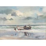 Errol Stephen Boyley (South African 1918-2007) BOAT SCENE signed oil on board 54,5 by 74,5cm