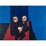 Robert Griffiths Hodgins (South African 1920-2010) THREE MEN WAITING signed, dated 1998/9 and