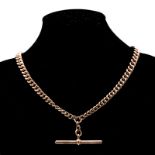 A 9CT ROSE GOLD FOB CHAIN composed of curb links, each link impressed 375 and 9, approximately