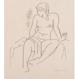 Maurice Charles Louis van Essche (South African 1906-1977) SEATED NUDE signed ink on paper 28 by