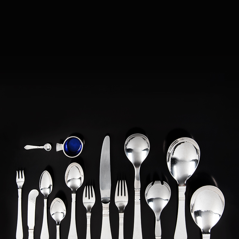 A SET OF DANISH SILVER "CONTINENTAL" (ANTIK) PATTERN CUTLERY, DESIGNED BY GEORGE JENSEN IN 1906,