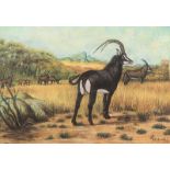 Edmund Caldwell (British 1852-1930) SABLE ANTELOPE signed and indistinctly dated pastel on paper