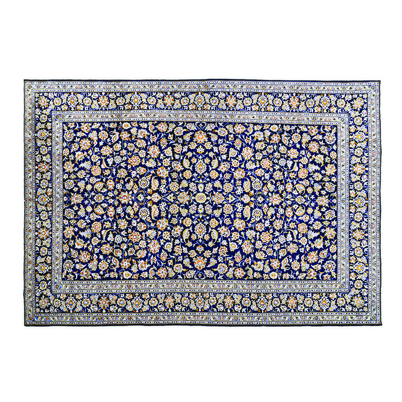 A KESHAN CARPET, PERSIA, MODERN the deep indigo-blue field with overall multicoloured palmettes,