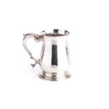 A GEORGE II SILVER TANKARD, FULLER WHITE, LONDON, 1755 of plain baluster form with leaf-capped