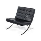 A LEATHER AND CHROME BARCELONA CHAIR DESIGNED IN 1929 BY LUDWIG MIES VAN DER ROHE the loose padded