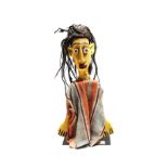 A SMALL BAMBARA ROD PUPPET, MALI the polychrome painted figure wearing a fabric smock 31cm high