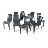 A SET OF TEN LOUIS 20 CHROME AND POLYPROPELENE STACK CHAIRS DESIGNED IN 1991 BY PHILIPPE STARCK