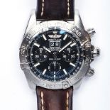 A GENTLEMAN'S STAINLESS STEEL BREITLING WRISTWATCH reference number: A44359, automatic, the black