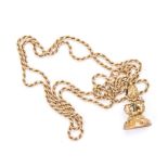 AN 18K GOLD CHAIN vintage, with (plated) signet stamp