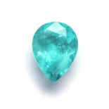 A CERTIFIED 1.573CT UNMOUNTED PARAIBA TYPE TOURMALINE a pear mixed-cut Paraiba type tourmaline in