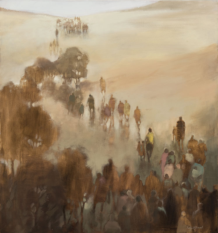 Ann Lindsell-Stewart (South African 1923 -) EXODUS signed oil on canvas 81 by 76cm