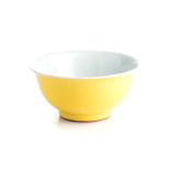 A CHINESE ‘EGG-YOLK’ BOWL robustly potted with steep rounded sides rising from a slightly tapered