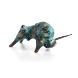 A SEAGRASS GLAZED BULL DESIGNED BY ALVINO BAGNI FOR RAYMOR, CIRCA 1950 of typical form, impressed