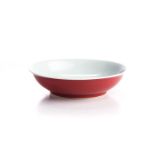 A CHINESE ‘RUBY-BACK’ SAUCER DISH the shallow rounded sides rising from a slightly tapering foot