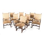 A SET OF EIGHT MAHOGANY DINNING CHAIRS comprising: six side chairs and a pair of carvers, each