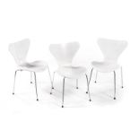 THREE SERIES 7 CHAIRS DESIGNED BY ARNE JACOBSEN FOR FRITZ HANSEN each plywood shell on four