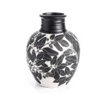 SARAH WALTERS (1978 - ) A CONTEMPORARY PORCELAIN VASE of ovoid form, rising into a black glazed