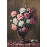 Gino Fasciotti (South African 1883-1961) CARNATIONS signed oil on board 60 by 42,5cm