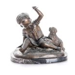 AFTER JEAN JACQUES PRADIER (JAMES PRADIER) (1790 – 1852): PATINATED BRONZE SCULPTURE the child