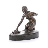 EDUARD WEBER (1865 – 1940): AN ART DECO PATINATED BRONZE SCULPTURE, CIRCA 1930, BERLIN the nude