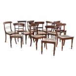 A HARLEQUIN SET OF TWELVE CAPE STINKWOOD REGENCY SIDE CHAIRS comprising: four chairs with riempie