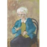 Marjorie Wallace (South African 1925-2005) OLD LADY signed acrylic on paper 66 by 45cm