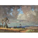 Walter Gilbert Wiles (South African 1875-1966) FARM SCENE signed pastel on paper 26 by 36cm