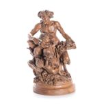 AFTER CLAUDE MICHEL CLODION (1738 – 1814): A TERRACOTTA FIGURAL GROUP depicting a satyr and two