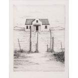 Pippa Ann Skotnes (South African 1957-) COTTAGE ON THE BEACH etching, signed, dated 1980 and