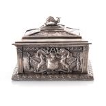 UNKNOWN HIGHLY ORNAMENTED SILVER ANGLO-BOER WAR TRINKET BOX Birmingham: 1902 Highly ornamented