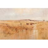 Christopher Tugwell (South African 1938-) LANDSCAPE WITH CATTLE GRAZING signed oil on board 49,5