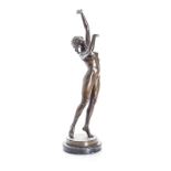 OTTO HOFFMANN (1885 – 1915): PATINATED BRONZE SCULPTURE the nude dancer on a circular stepped marble