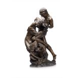 EDOUARD DROUOT (1859 – 1945): LUTTE POUR LA VIE (FIGHT FOR LIFE) PATINATED BRONZE SCULPTURE