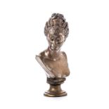 A FRENCH SILVERED BRONZE BUST OF DIANE DE POITIERS, 19TH CENTURY based on the sculpture Diane de