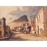 Christiaan St Patrick Nice (South African 1939-) STREET SCENE, DISTRICT SIX WITH LION'S HEAD IN