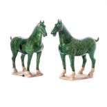 A PAIR OF CHINESE SANCAI-GLAZED TANG-STYLE HORSES each naturalistically modelled horse standing