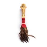 A BAULE CEREMONIAL HORSE HAIR FLYWHISK, IVORY COAST, PRE 1950