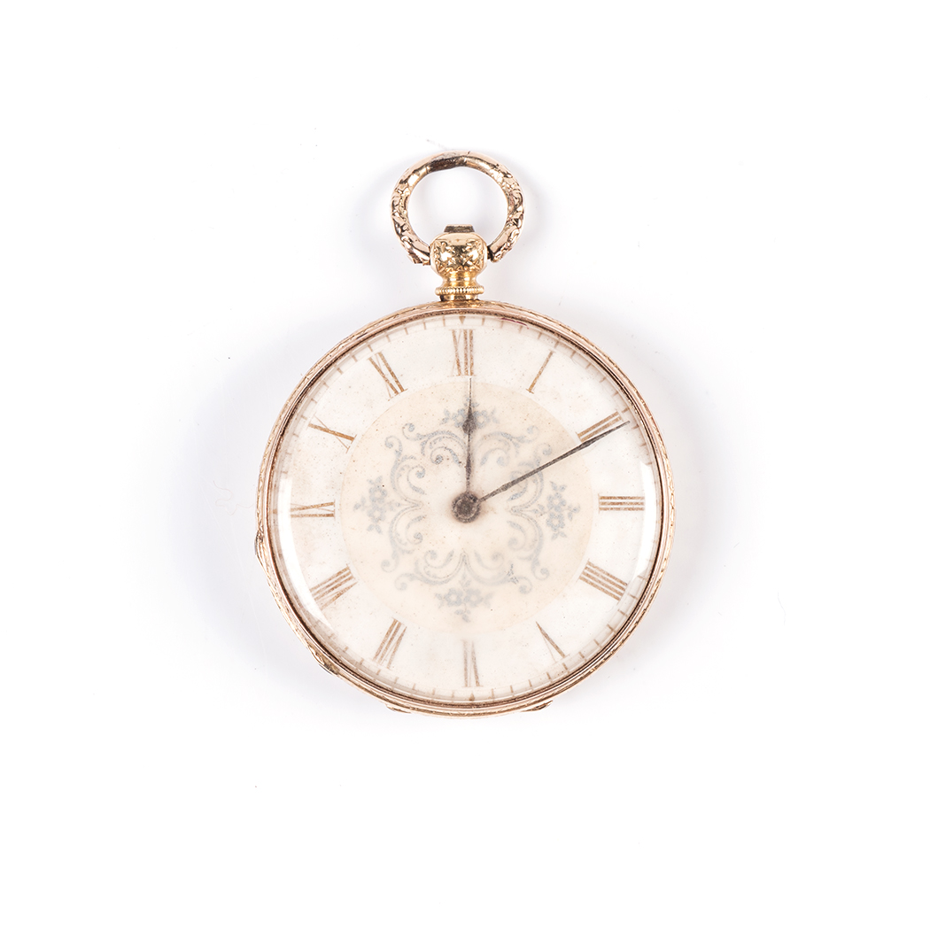 AN 18K YELLOW GOLD OPEN-FACED POCKET WATCH