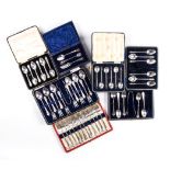 A SELECTION OF SEVEN CASED SILVER AND PLATED ITEMS, VARIOUS MAKERS AND DATES