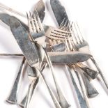A SET OF CZECHOSLOVAKIAN SILVER FISH KNIVES AND FORKS, .800 STD