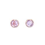 A PAIR OF 18K ROSE GOLD, AMETHYST AND DIAMOND EARRINGS