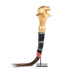 A BAULE CEREMONIAL HORSE HAIR FLYWHISK, IVORY COAST, PRE 1950