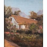 Alfred Neville Lewis (South African 1895-1972) COTTAGE IN FRONT OF TABLE MOUNTAIN