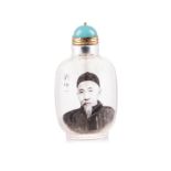 A CHINESE INSIDE-PAINTED GLASS PORTRAIT SNUFF BOTTLE