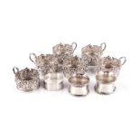 A SET OF SIX VICTORIAN SILVER TABLE SALTS, LONDON, 1865, WALKER & HALL