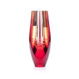 A CZECH SMOKY RED AND CLEAR GLASS VASE DESIGNED BY PAVEL HAVELKA, MODERN