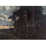 Sydney Carter (South African 1874-1945) LANDSCAPE WITH TREES AND A MAN HERDING SHEEP