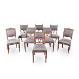 A SET OF SIX MAHOGANY DINING CHAIRS, LATE 19TH/EARLY 20TH CENTURY each plain top and mid-rail