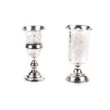 A RUSSIAN SILVER KIDDUSH CUP, MAKER'S MARK INDISTINCT, MOSCOW, LATE 19TH CENTURY the baluster body