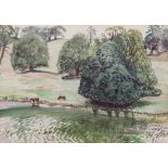 Dame Laura Knight DBE, RA, RWS (English 1870-1970) PASTORAL SCENE signed watercolour on paper 24